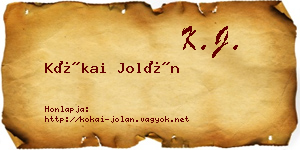 Kókai Jolán névjegykártya